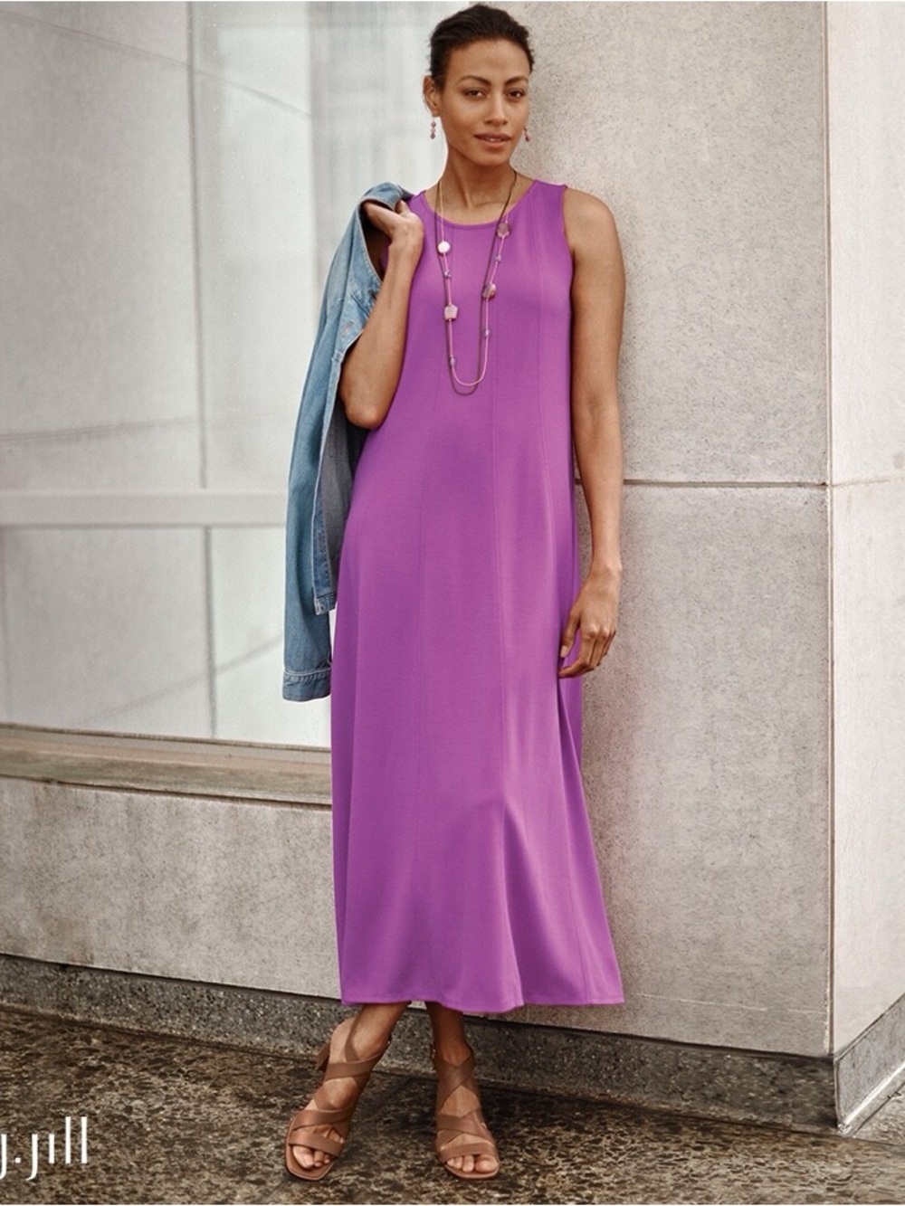 NWT J.Jill Wearever Double Faced Jersey Seamed Maxi Dress Dragonfruit Size XL